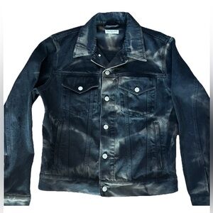Dries Van Noten Acid Wash Tie-Dye Bleach Black Denim Jacket, Size Large